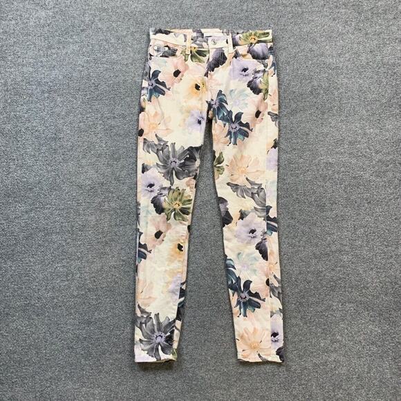 7 For All Mankind Pants Womens 25 Multi Floral Starlight Ankle Skinny Jeans - Picture 2 of 10